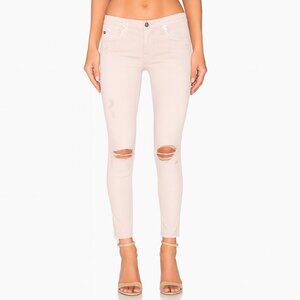 AG Jeans • The Legging Ankle Super Skinny Distressed Light Pink Jeans Size 32​